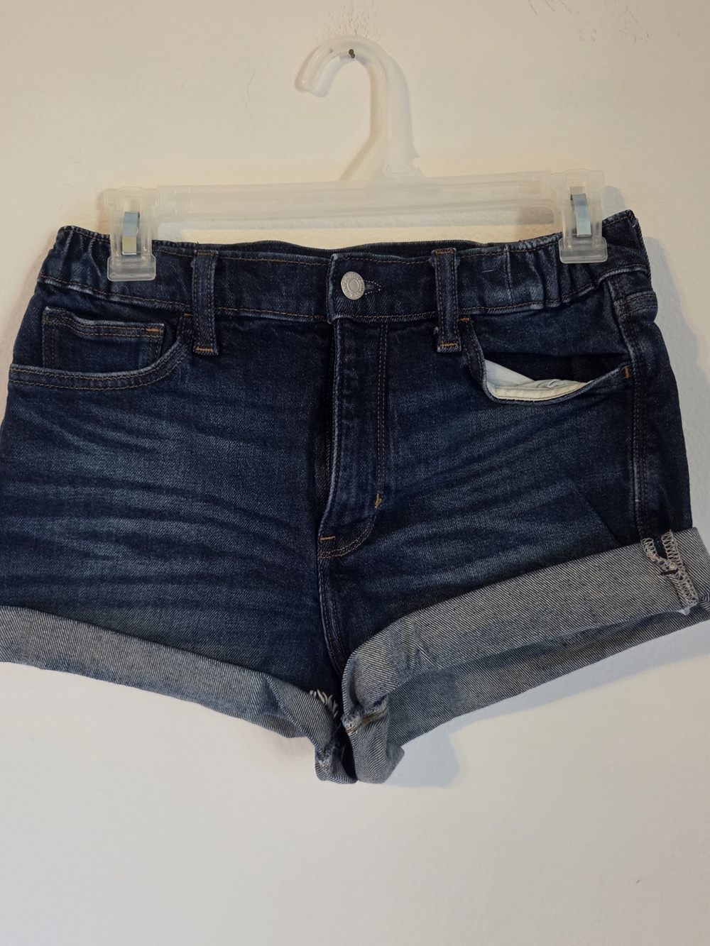 Arizona Jean Company Dark Blue Roll-Cuff Denim Shorts Sz 4 High Rise